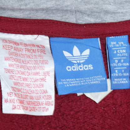 Adidas Boys Red Blue Colourblock Pullover Hoodie 15-16 Years 1/2 Zip