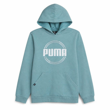 Puma Boys Green Hoodie 13-14 Years Pullover Regular Fit Logo Sweatshirt