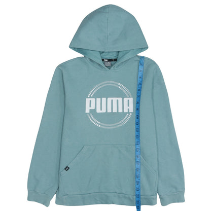 Puma Boys Green Hoodie 13-14 Years Pullover Regular Fit Logo Sweatshirt