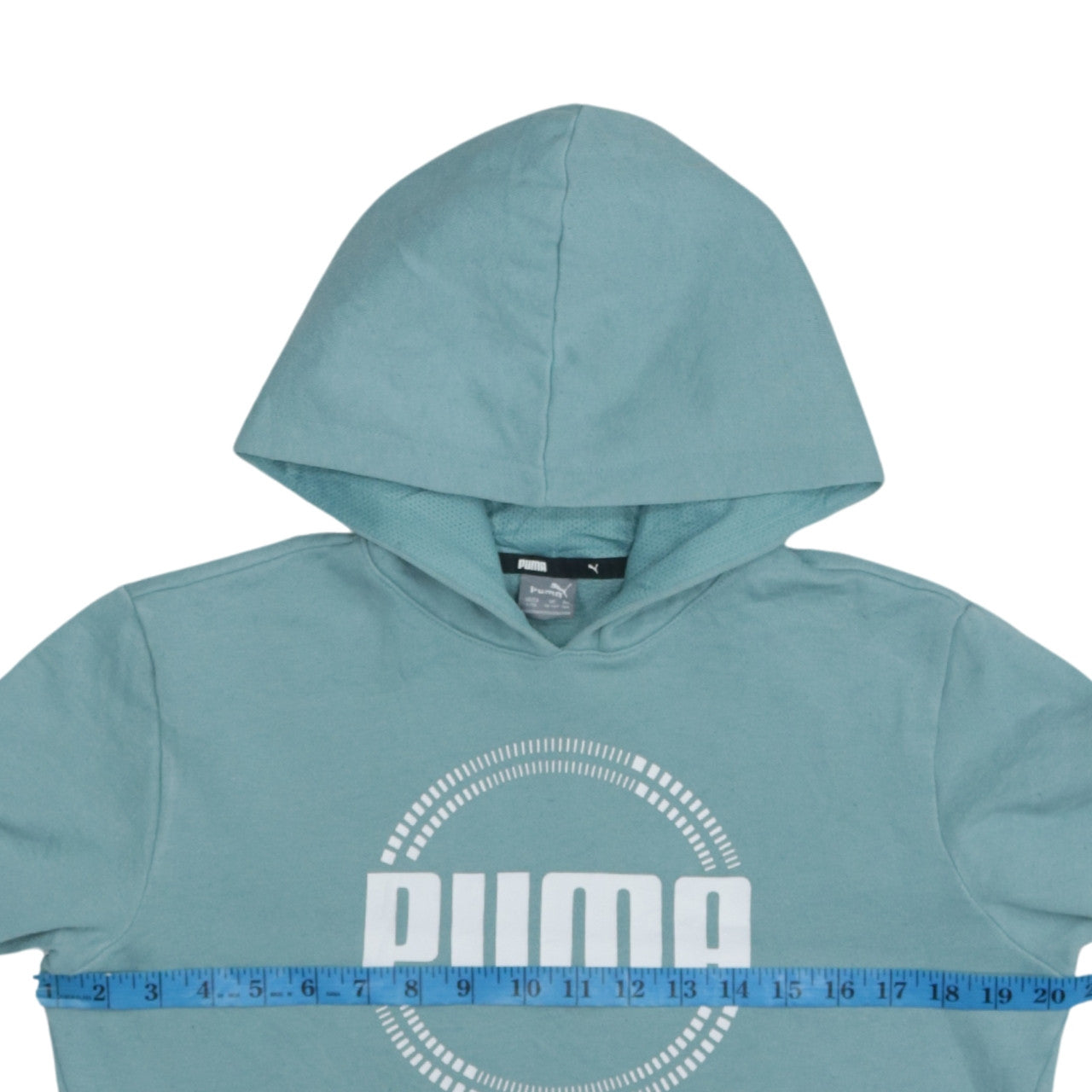 Puma Boys Green Hoodie 13-14 Years Pullover Regular Fit Logo Sweatshirt