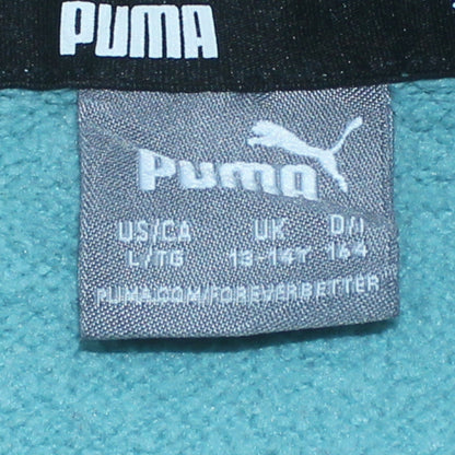 Puma Boys Green Hoodie 13-14 Years Pullover Regular Fit Logo Sweatshirt