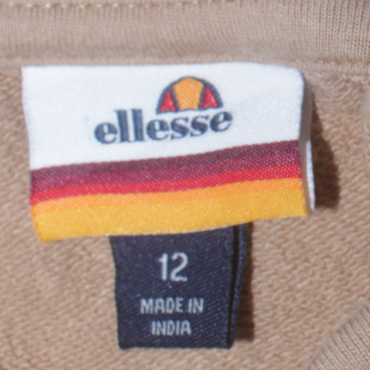 Ellesse Womens Beige Logo Pullover Sweatshirt Size 12 Long Sleeve