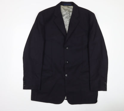 Next Men's Black Wool Blazer Jacket 40L Classic Notch Lapel