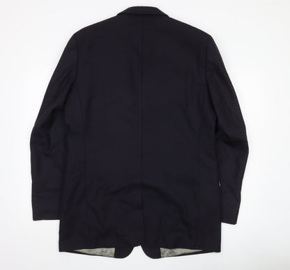 Next Men's Black Wool Blazer Jacket 40L Classic Notch Lapel