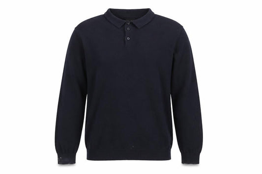 Jeff & Co Mens Black Cotton Collared Pullover Jumper L Long Sleeve