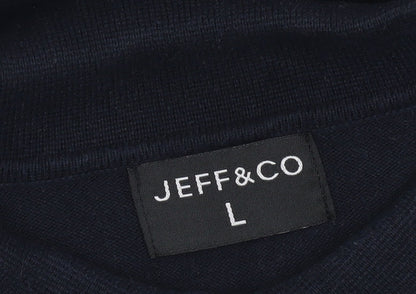 Jeff & Co Mens Black Cotton Collared Pullover Jumper L Long Sleeve