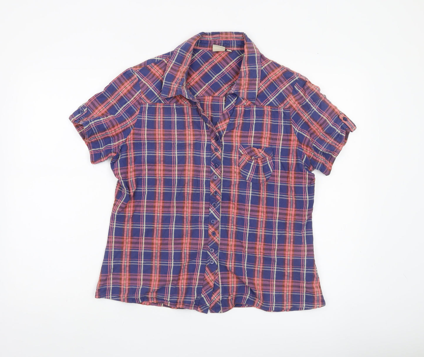 Cotton Traders Womens Multicoloured Plaid Button-Up Shirt Size 16