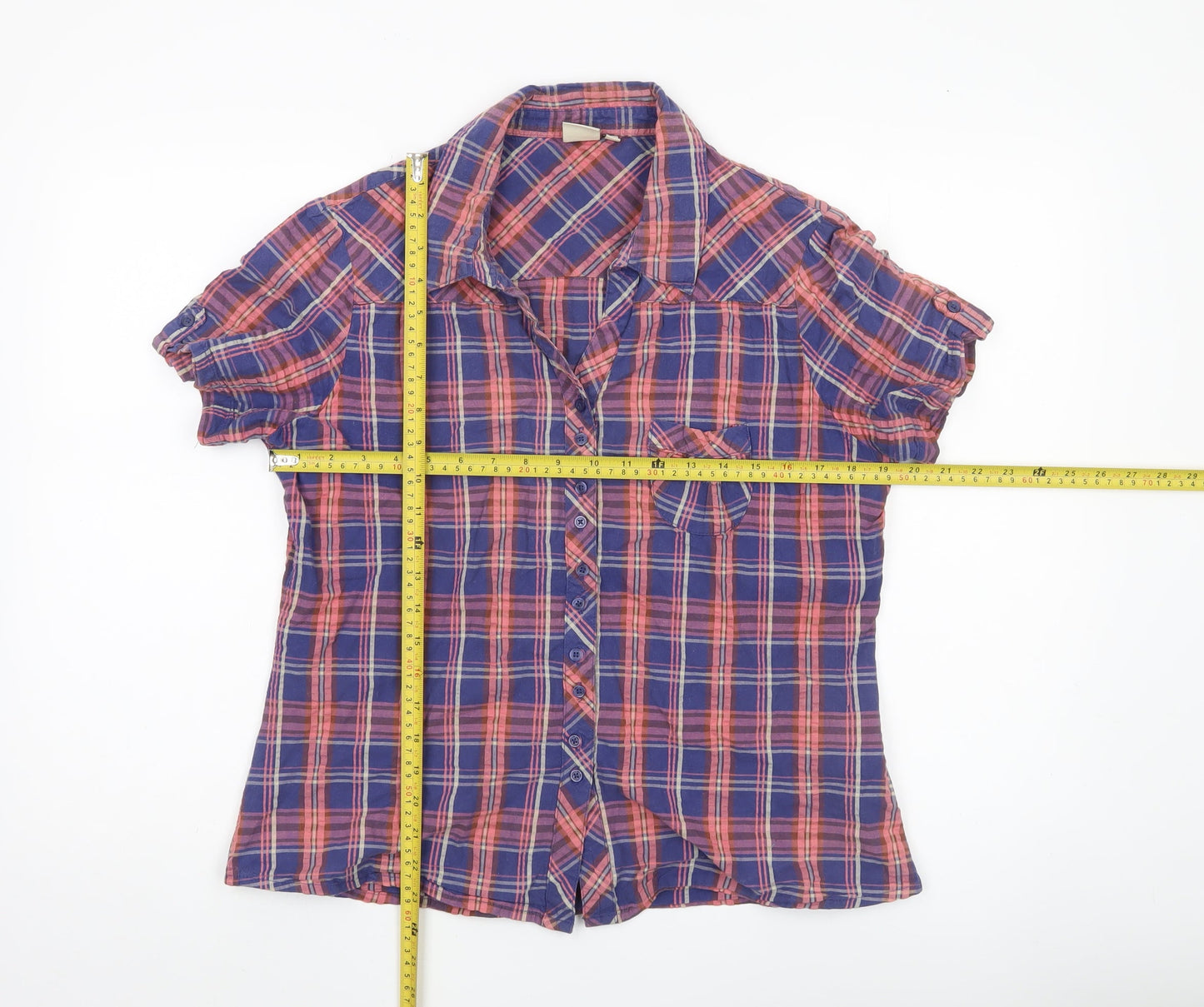 Cotton Traders Womens Multicoloured Plaid Button-Up Shirt Size 16