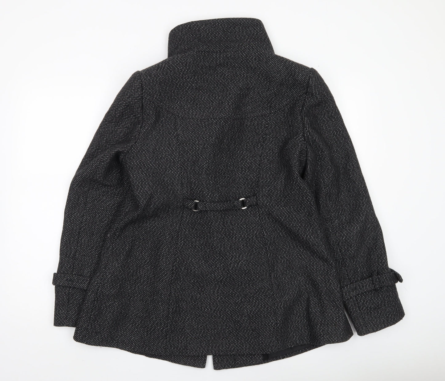 Jane Norman Womens Black Herringbone Mid-Length Coat UK 16