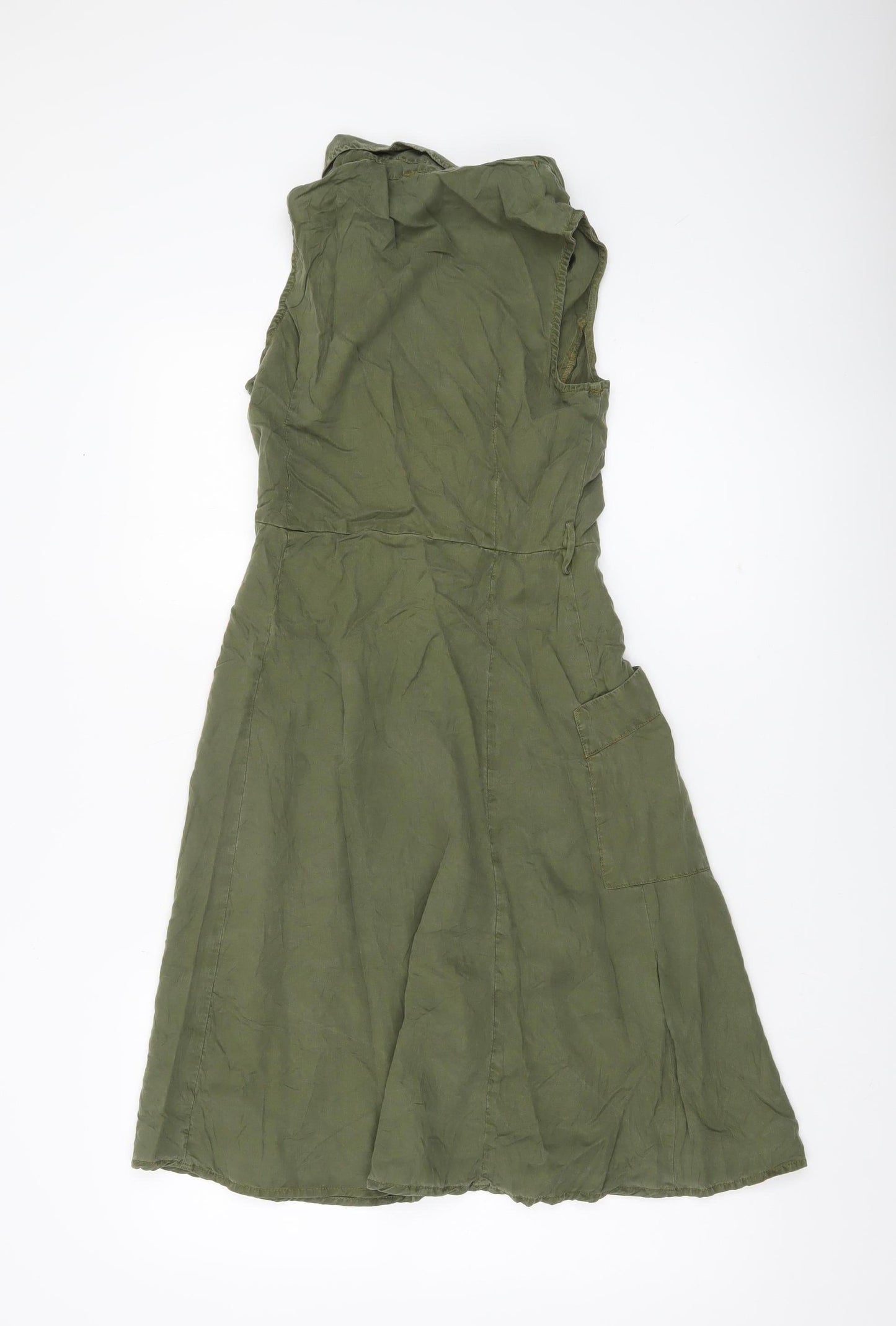 MNG Women’s Green Shirt Dress XS Sleeveless Button Casual