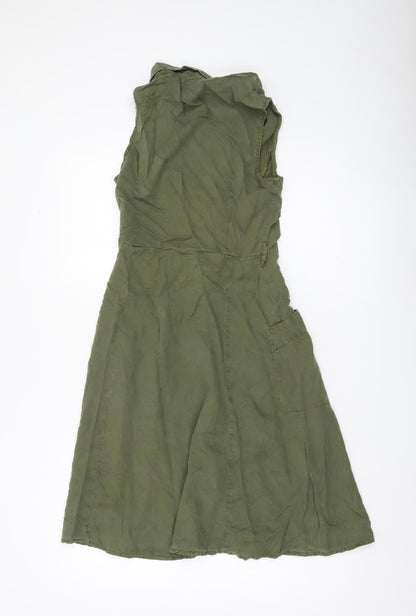 MNG Women’s Green Shirt Dress XS Sleeveless Button Casual