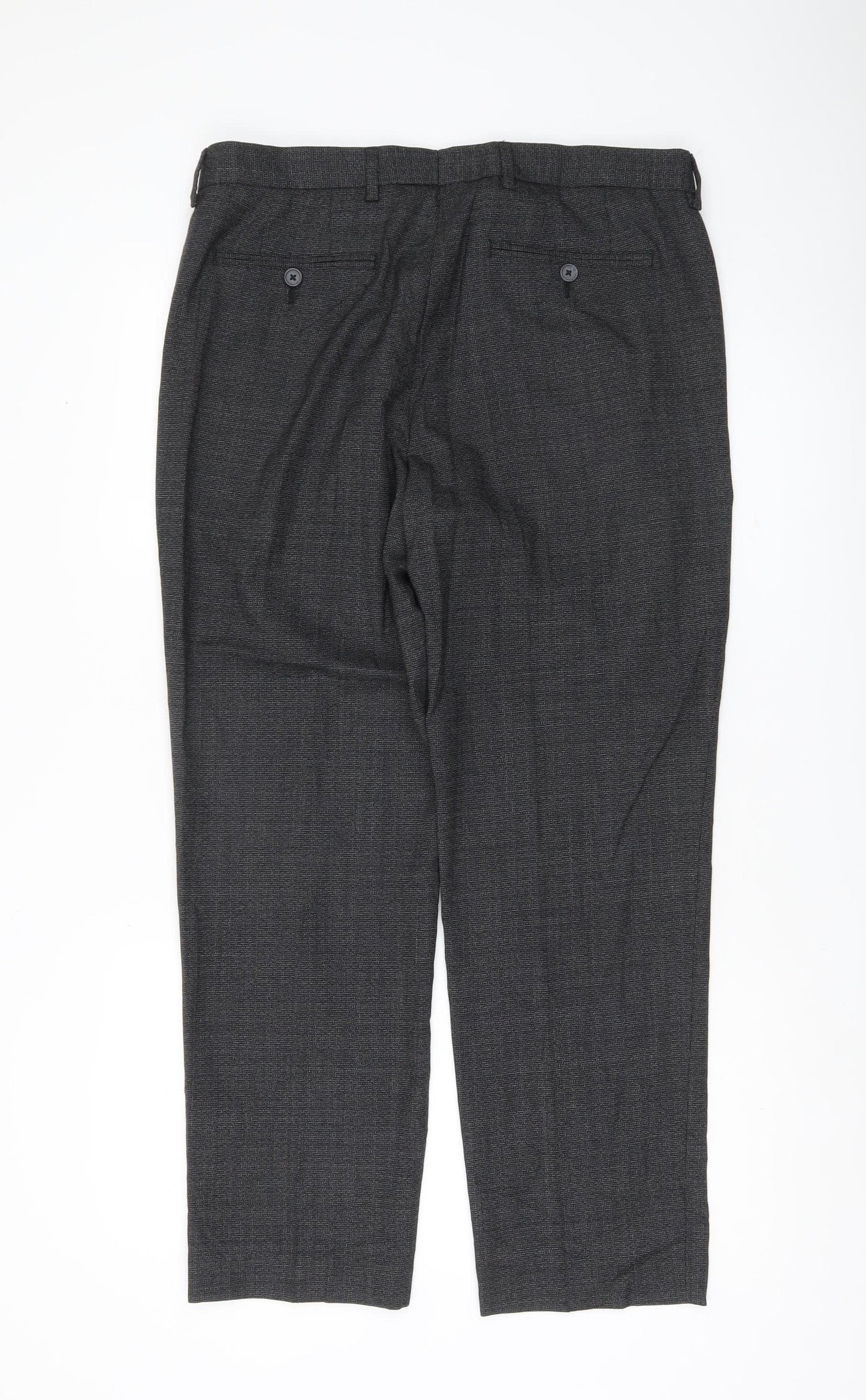 Marks and Spencer Men's Grey Wool Blend Regular Fit Dress Pants 34W 29L
