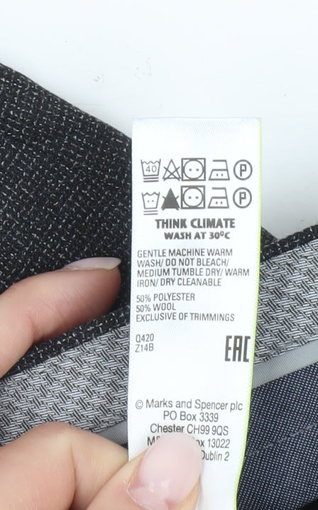 Marks and Spencer Men's Grey Wool Blend Regular Fit Dress Pants 34W 29L