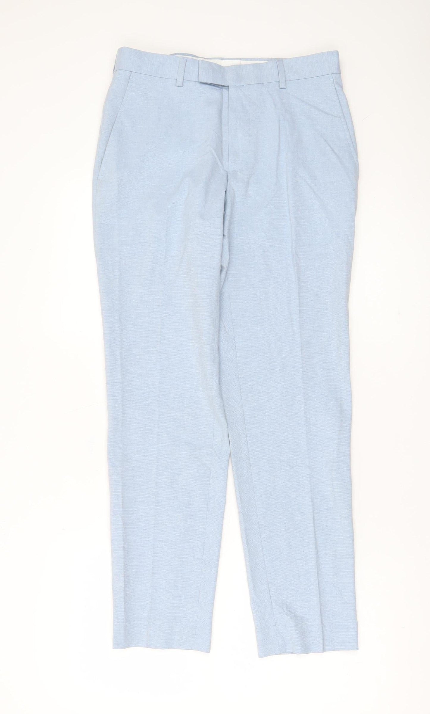 Marks and Spencer Men's Blue Slim Fit Dress Trousers 28W 29L