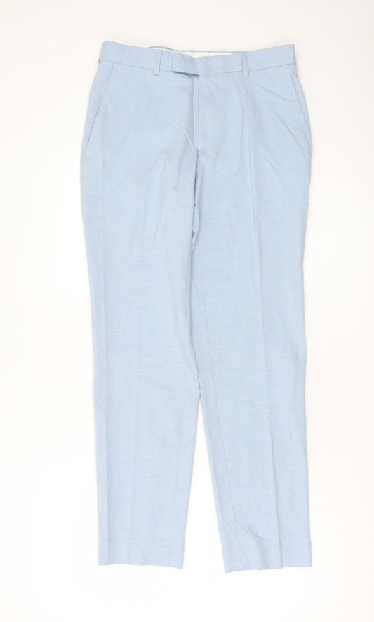 Marks and Spencer Men's Blue Slim Fit Dress Trousers 28W 29L