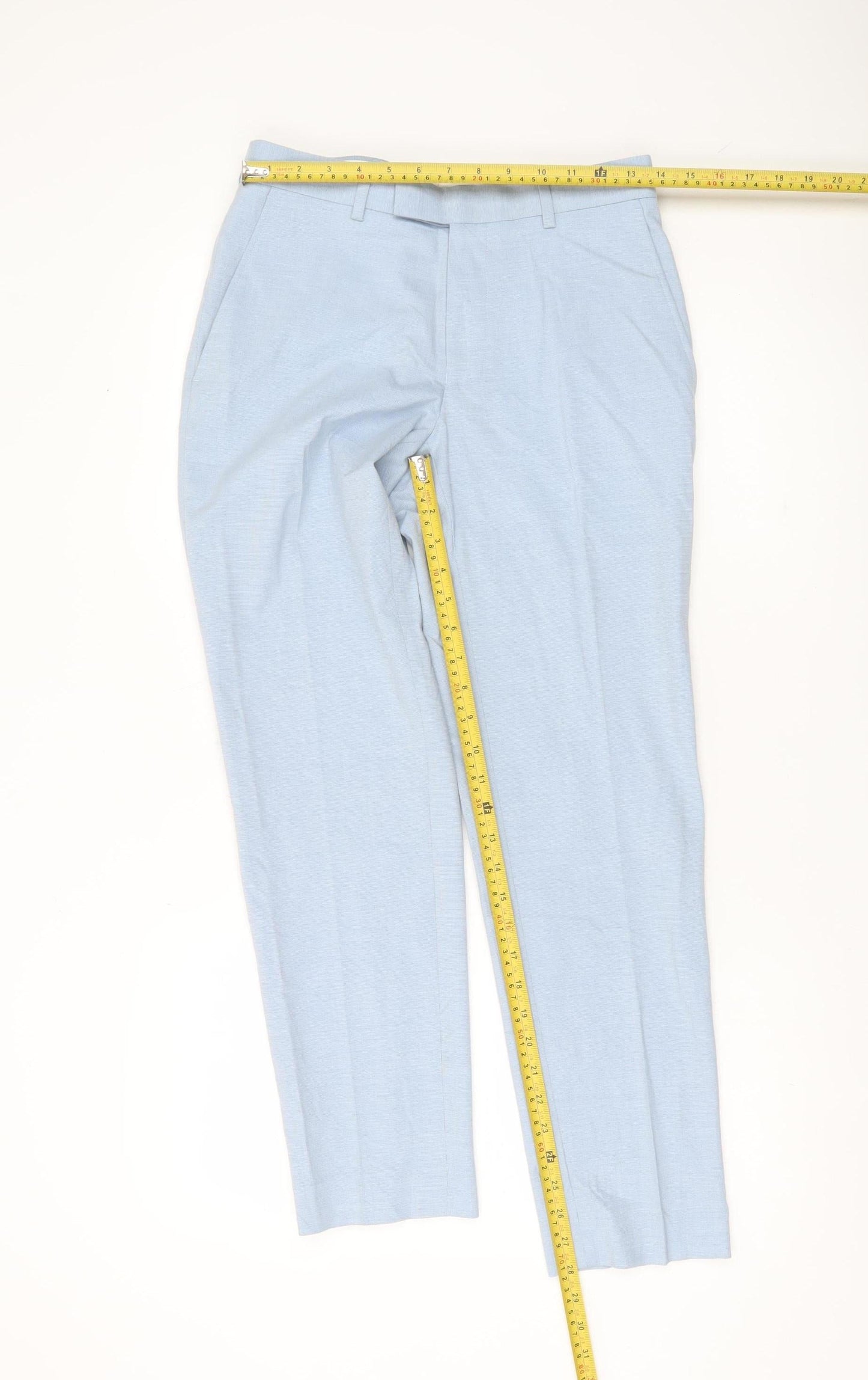 Marks and Spencer Men's Blue Slim Fit Dress Trousers 28W 29L