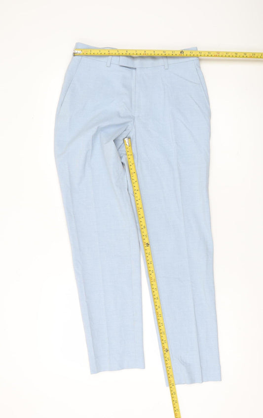 Marks and Spencer Men's Blue Slim Fit Dress Trousers 28W 29L