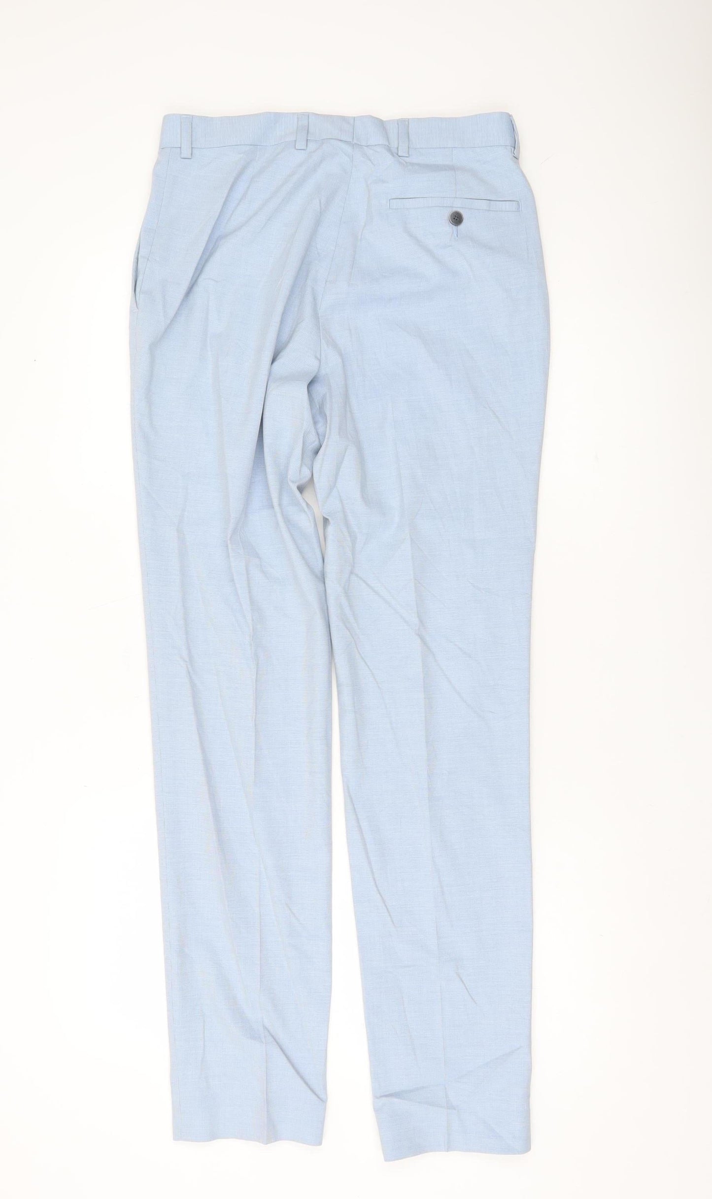 Marks and Spencer Men's Blue Slim Fit Dress Pants 30W 33L