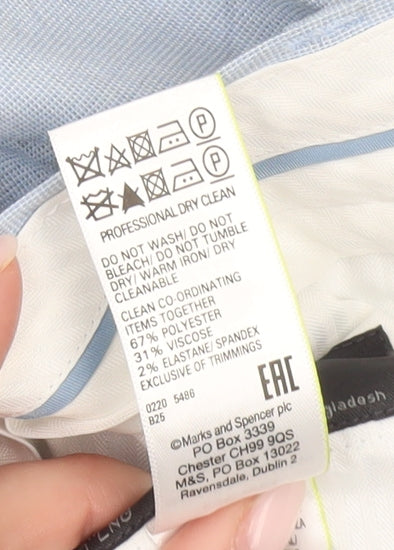 Marks and Spencer Men's Blue Slim Fit Dress Pants 30W 33L