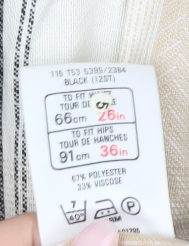 Marks and Spencer Women Beige Plaid Pleated Midi Skirt Size 12