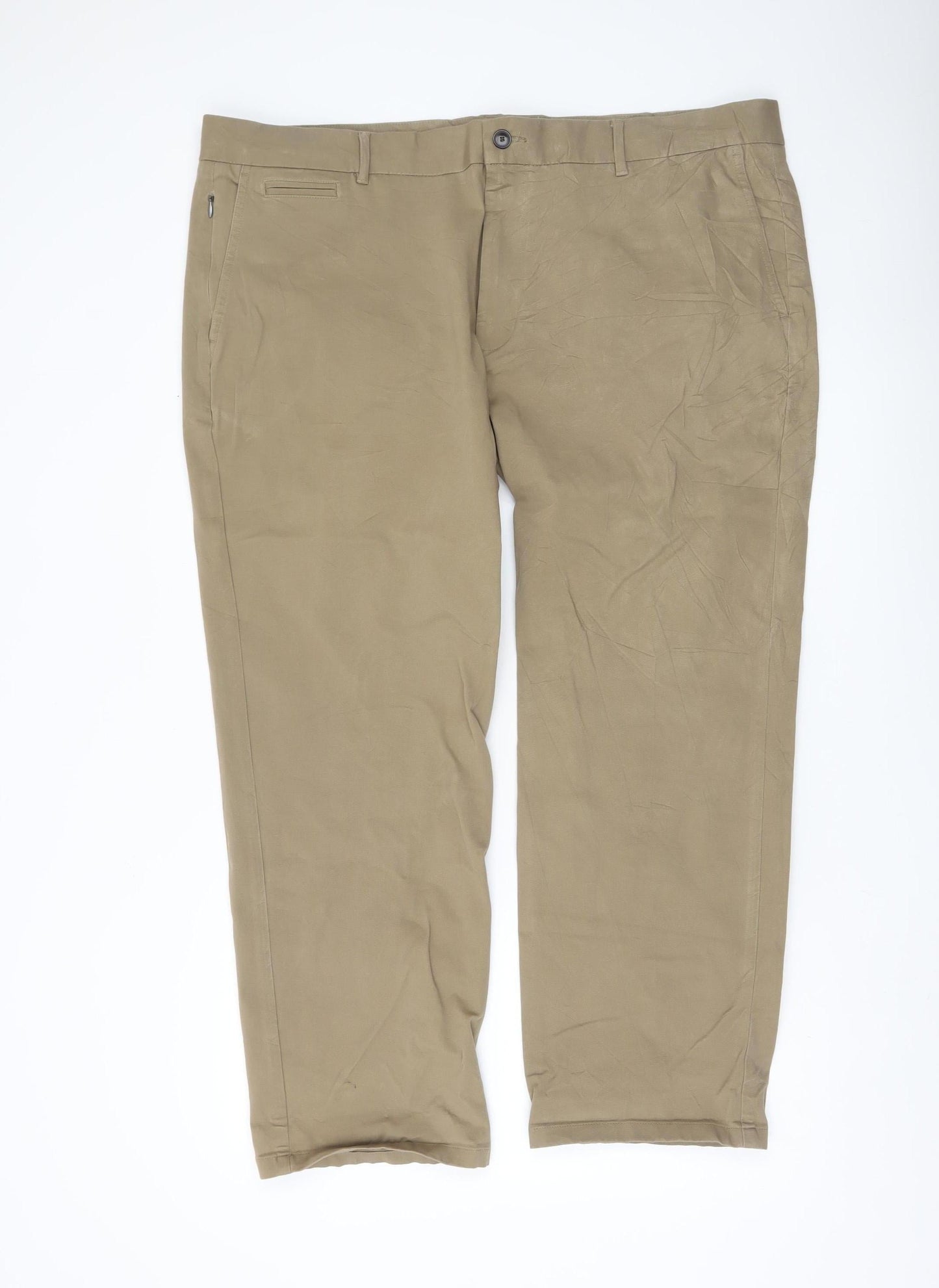 Marks and Spencer Men's Beige Chino Trousers 42W 29L Straight Fit