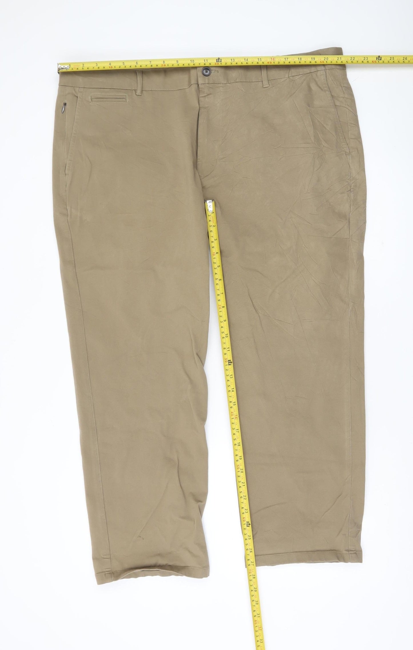 Marks and Spencer Men's Beige Chino Trousers 42W 29L Straight Fit