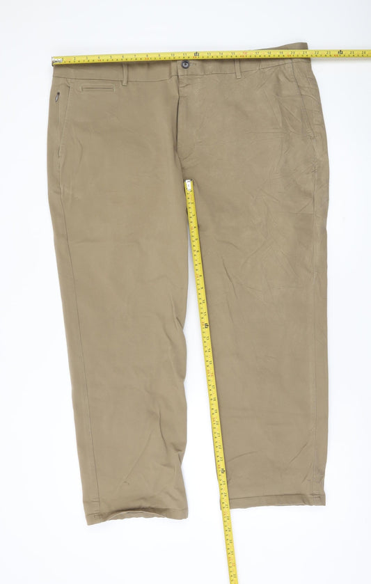 Marks and Spencer Men's Beige Chino Trousers 42W 29L Straight Fit
