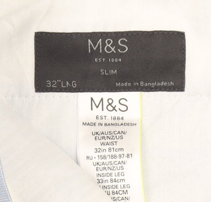 Marks and Spencer Men’s Blue Slim Fit Dress Pants 32W 33L