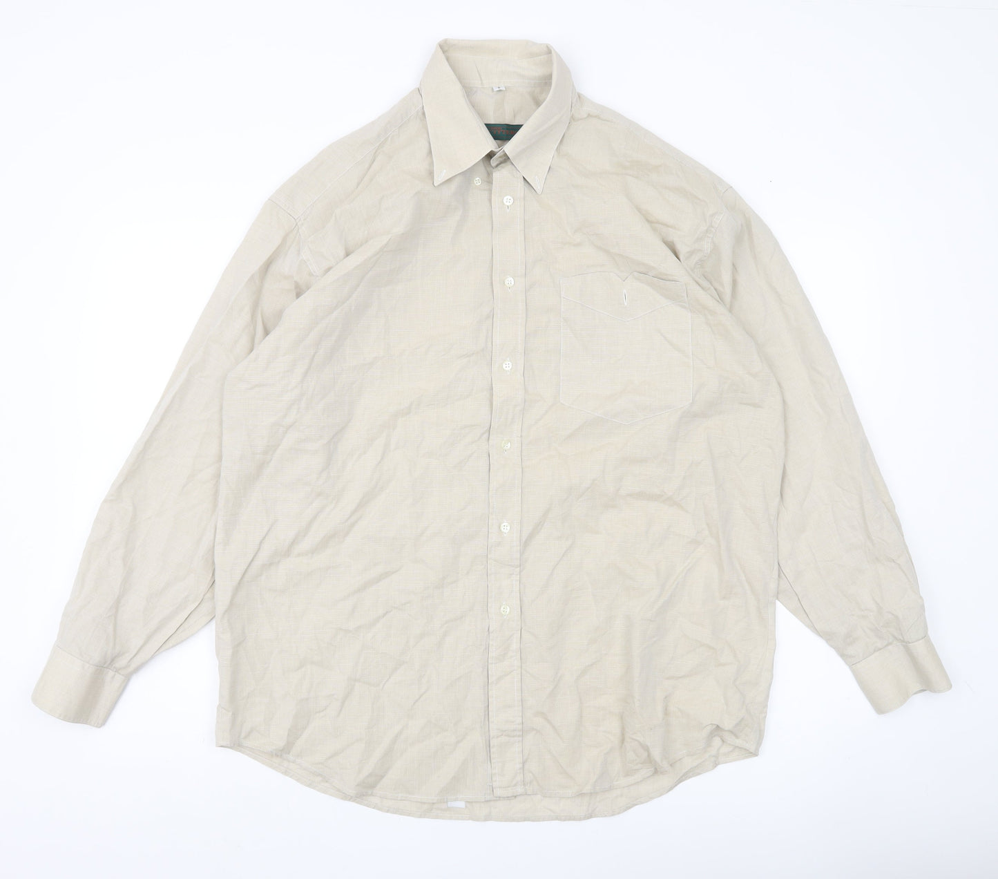 Ciro Citterio Men’s Beige 16 Regular Long Sleeve Cotton Shirt