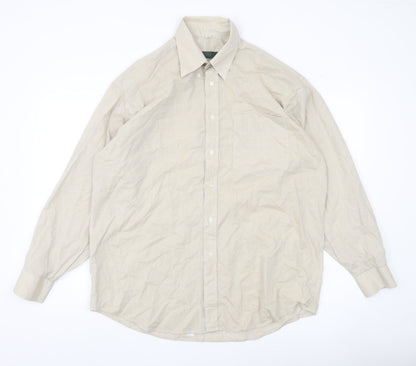 Ciro Citterio Men’s Beige 16 Regular Long Sleeve Cotton Shirt
