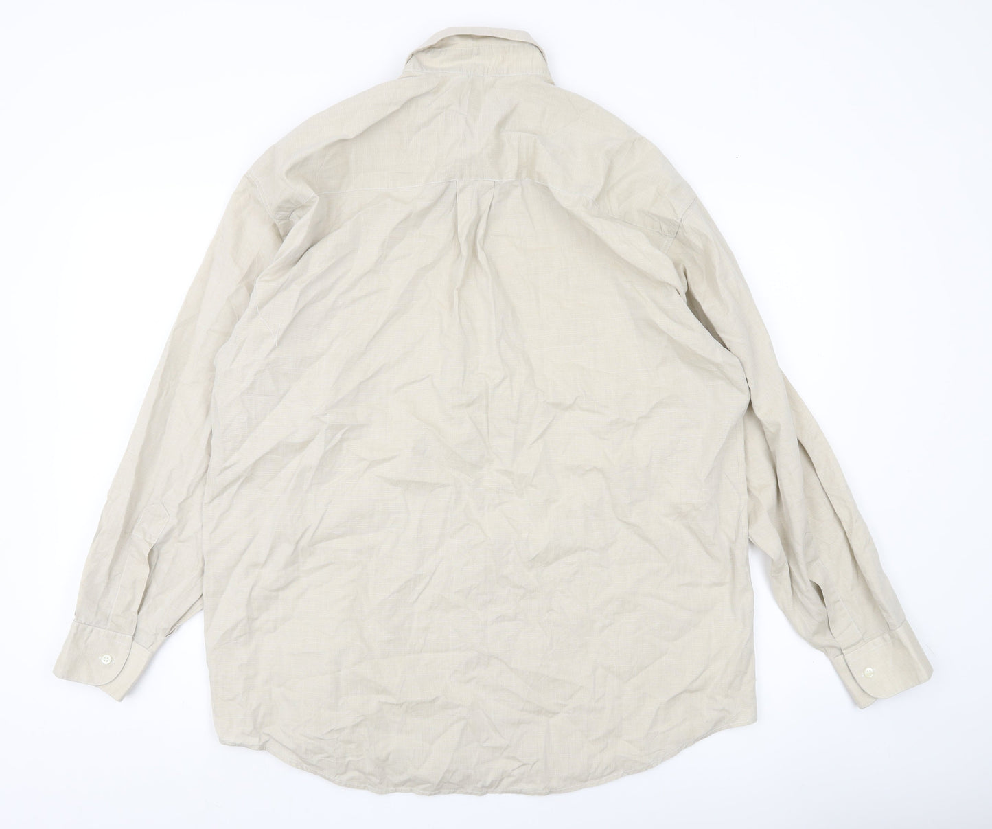 Ciro Citterio Men’s Beige 16 Regular Long Sleeve Cotton Shirt