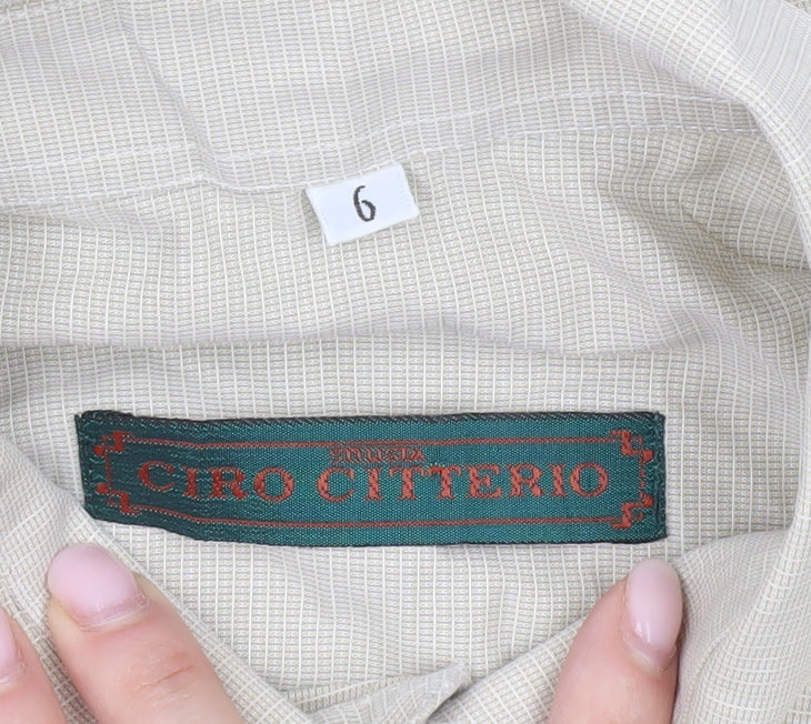 Ciro Citterio Men’s Beige 16 Regular Long Sleeve Cotton Shirt
