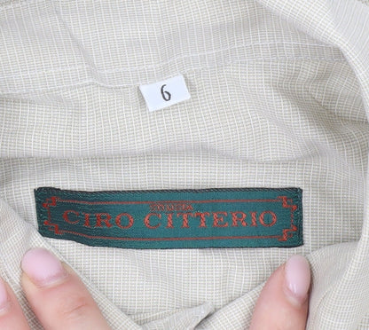 Ciro Citterio Men’s Beige 16 Regular Long Sleeve Cotton Shirt