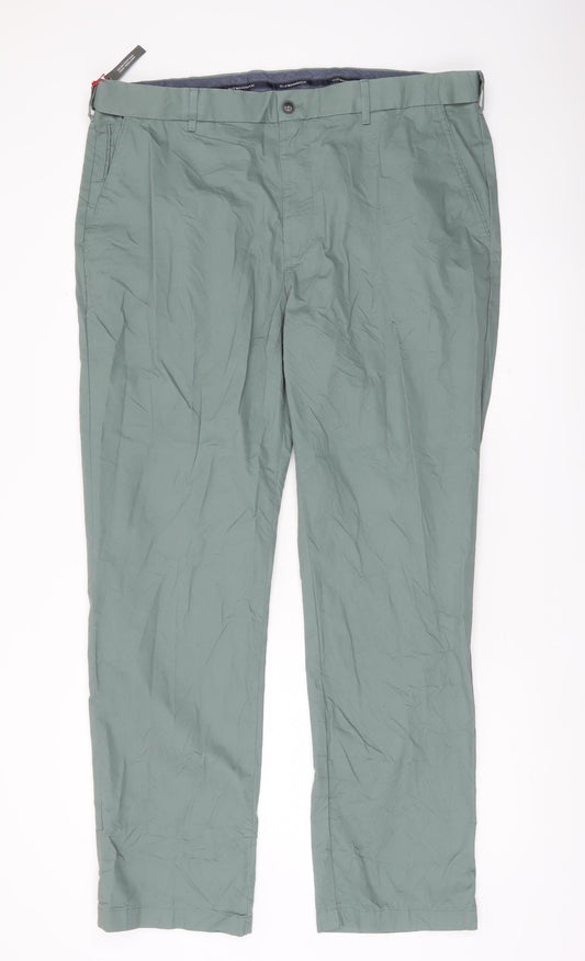 Marks and Spencer Men’s Green Chino Trousers 42W 33L Regular Fit