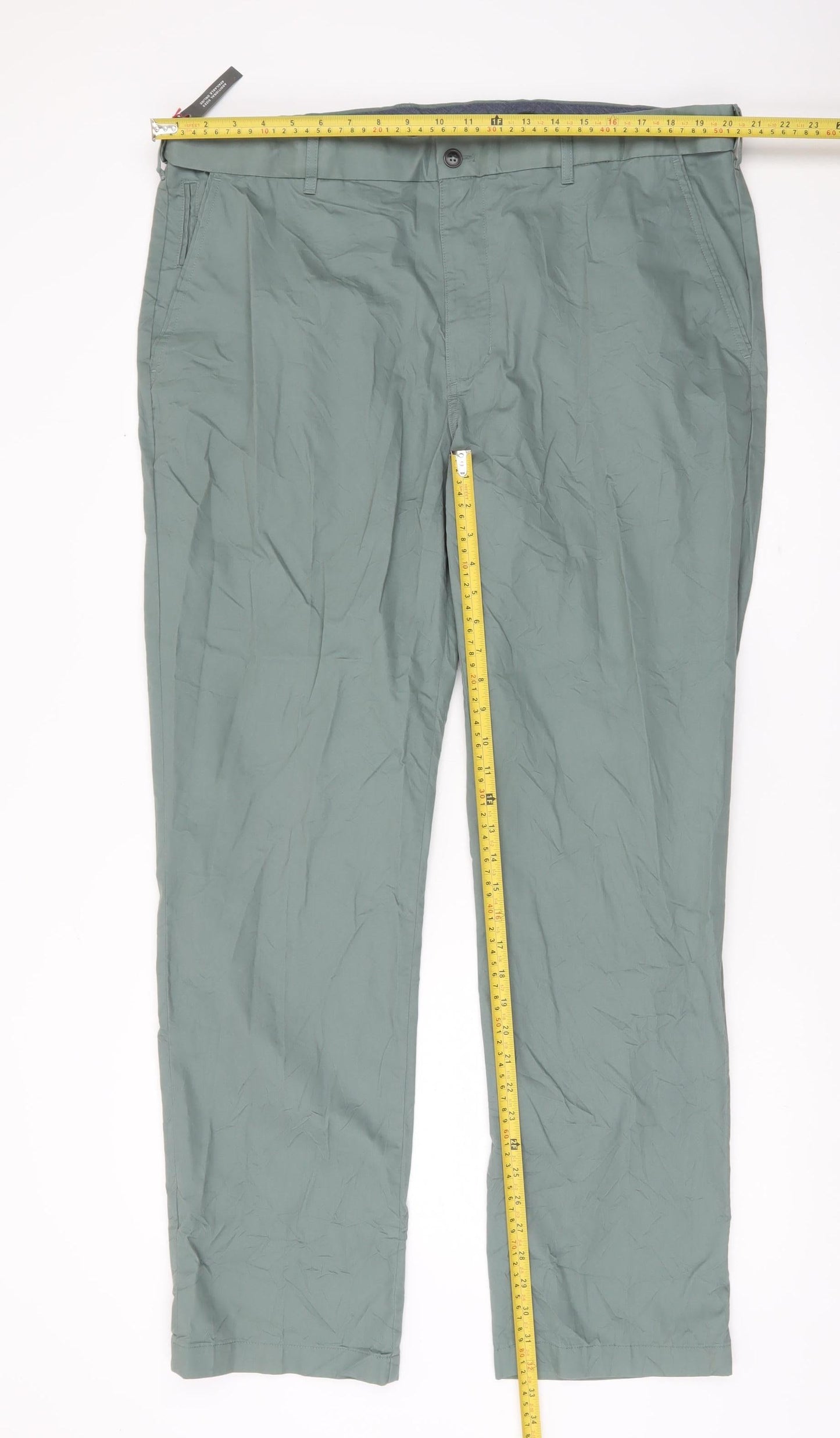 Marks and Spencer Men’s Green Chino Trousers 42W 33L Regular Fit