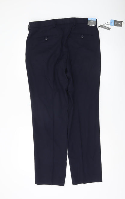 Marks and Spencer Men's Blue Regular Fit Dress Pants 34W 31L