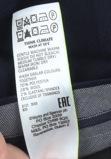 Marks and Spencer Men's Blue Regular Fit Dress Pants 34W 31L