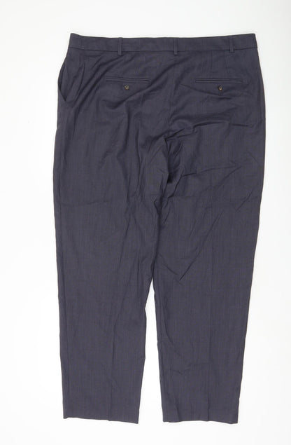 Womens UK Size 18 Marks and Spencer Relaxed Fit Dress Pants Blue Trousers