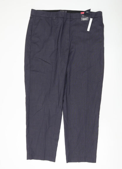 Womens UK Size 18 Marks and Spencer Relaxed Fit Dress Pants Blue Trousers