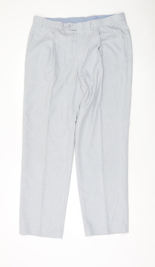 Marks and Spencer Men’s Grey 36x31 Pleated Dress Pants Trousers