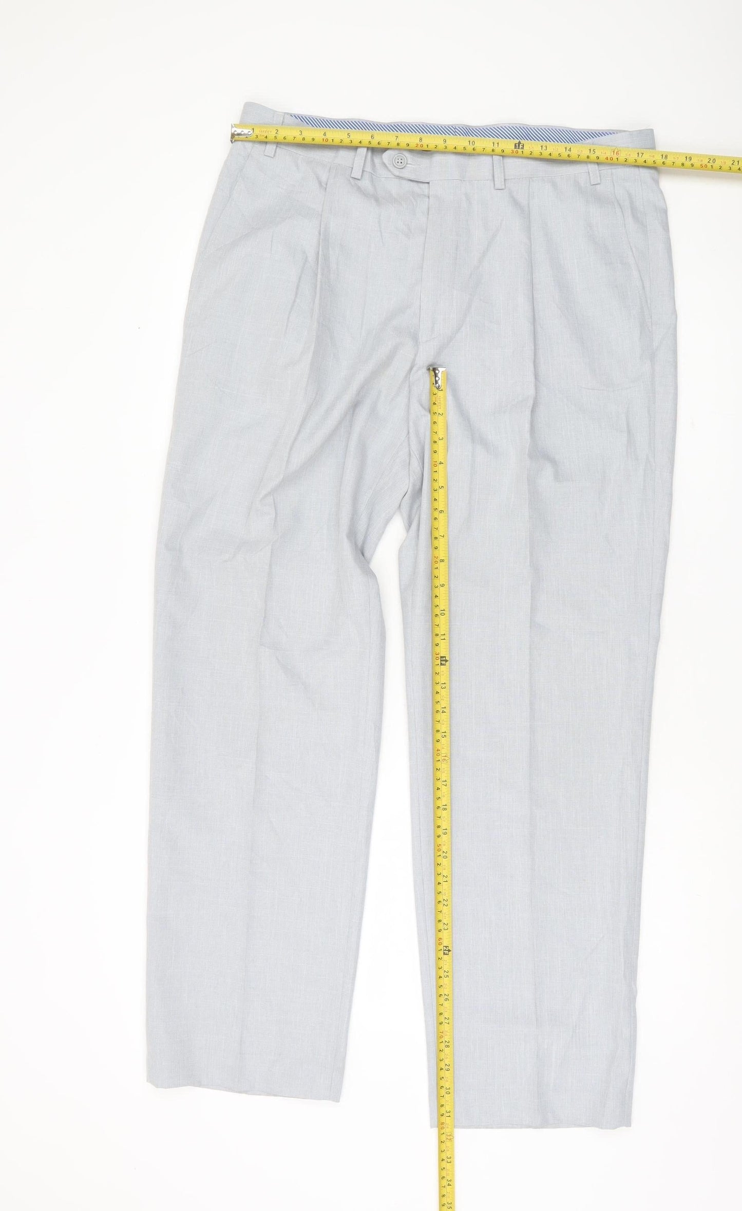 Marks and Spencer Men’s Grey 36x31 Pleated Dress Pants Trousers