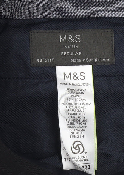 Marks and Spencer Men’s Black 40in Waist Regular Fit Dress Trousers