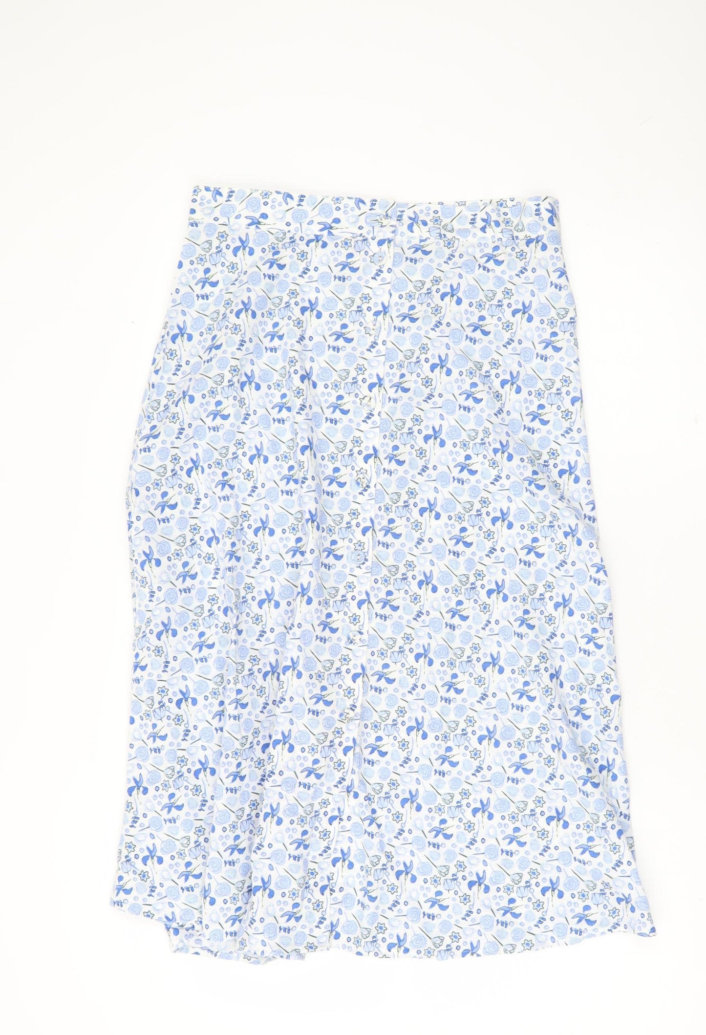 Marks and Spencer Women's Blue Floral A-Line Midi Skirt Size 12