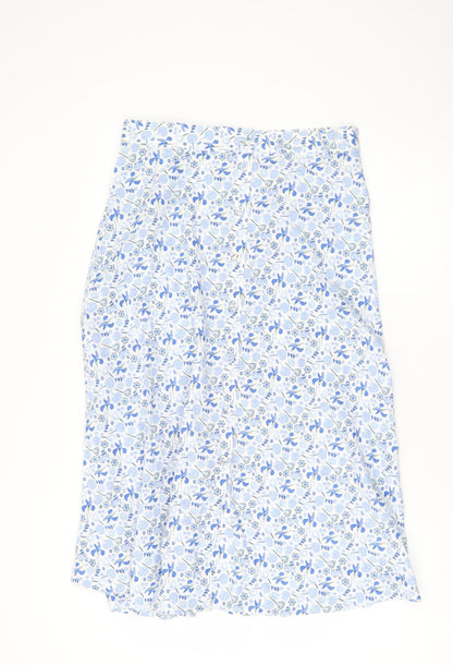 Marks and Spencer Women's Blue Floral A-Line Midi Skirt Size 12