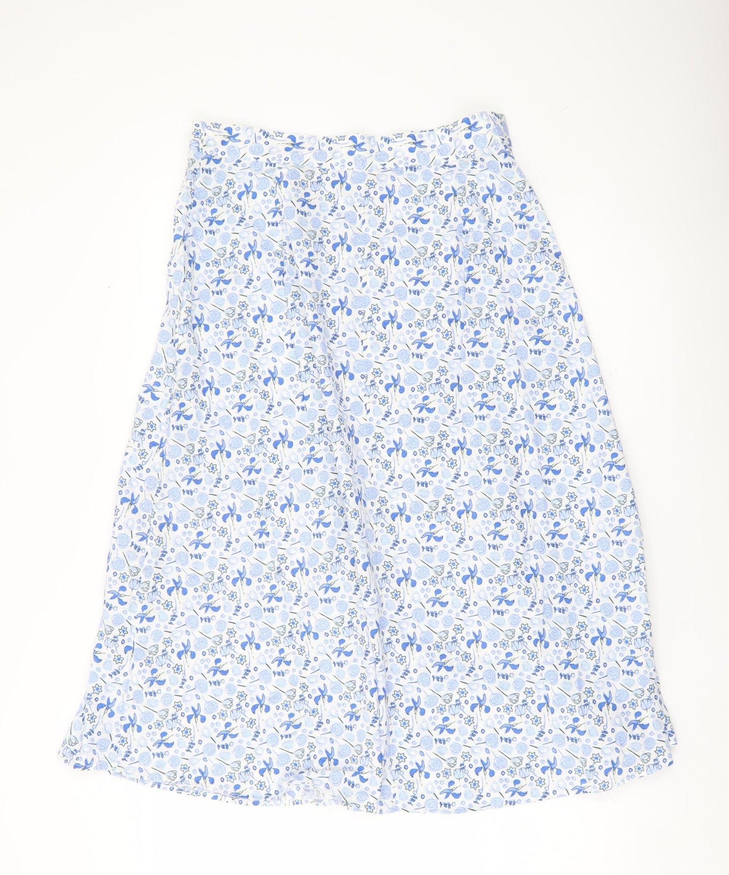 Marks and Spencer Women's Blue Floral A-Line Midi Skirt Size 12
