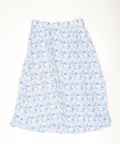 Marks and Spencer Women's Blue Floral A-Line Midi Skirt Size 12