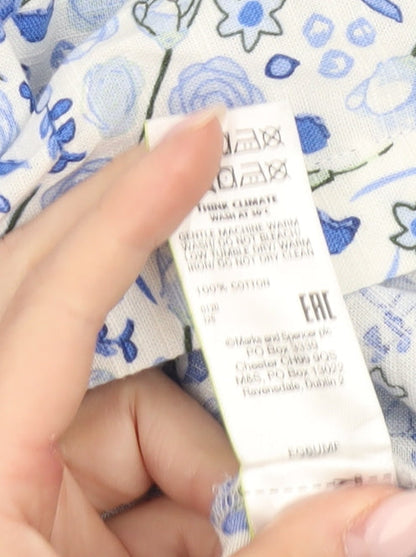 Marks and Spencer Women's Blue Floral A-Line Midi Skirt Size 12