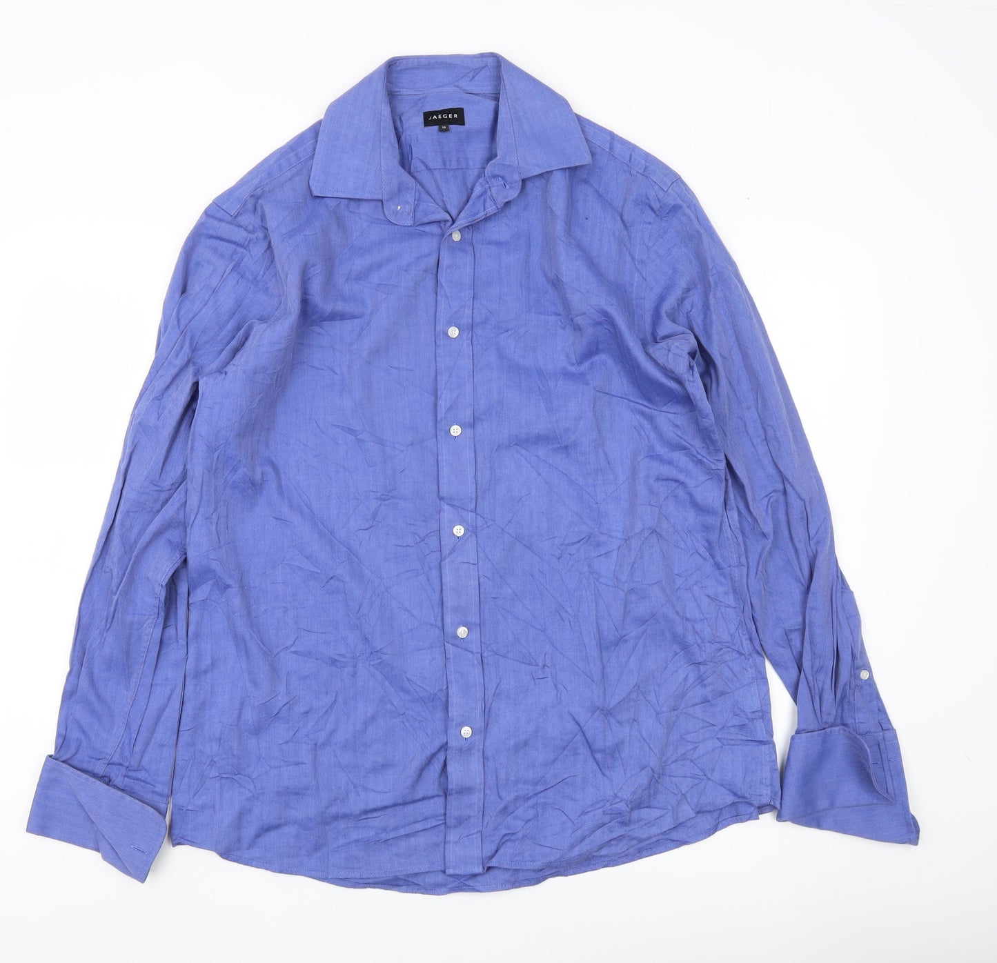 Jaeger Men’s Blue Cotton Long Sleeve Button-Up Shirt Size 16