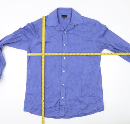 Jaeger Men’s Blue Cotton Long Sleeve Button-Up Shirt Size 16