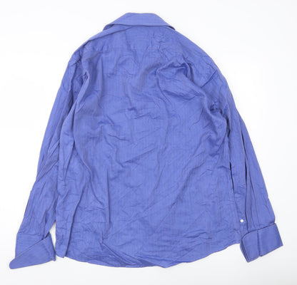 Jaeger Men’s Blue Cotton Long Sleeve Button-Up Shirt Size 16